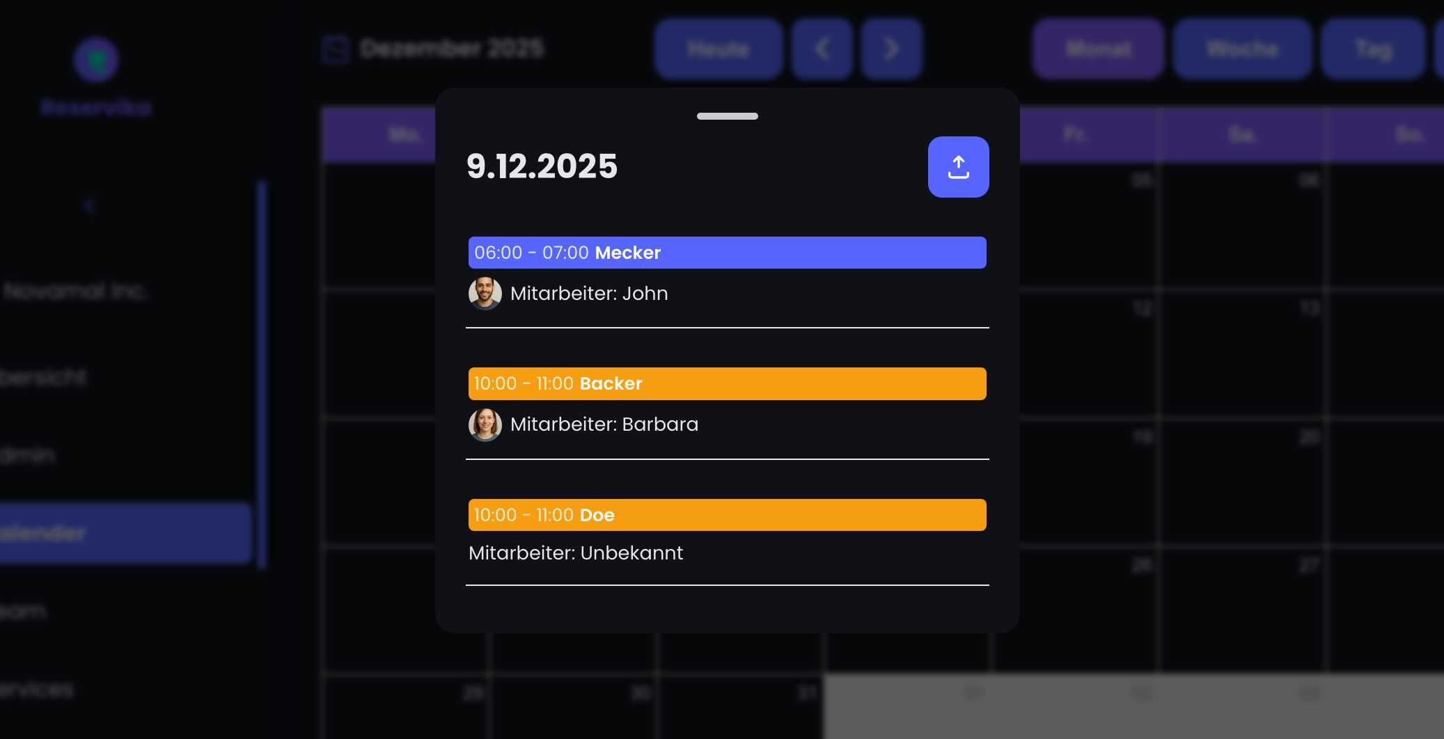 Zentrale Buchungsübersicht